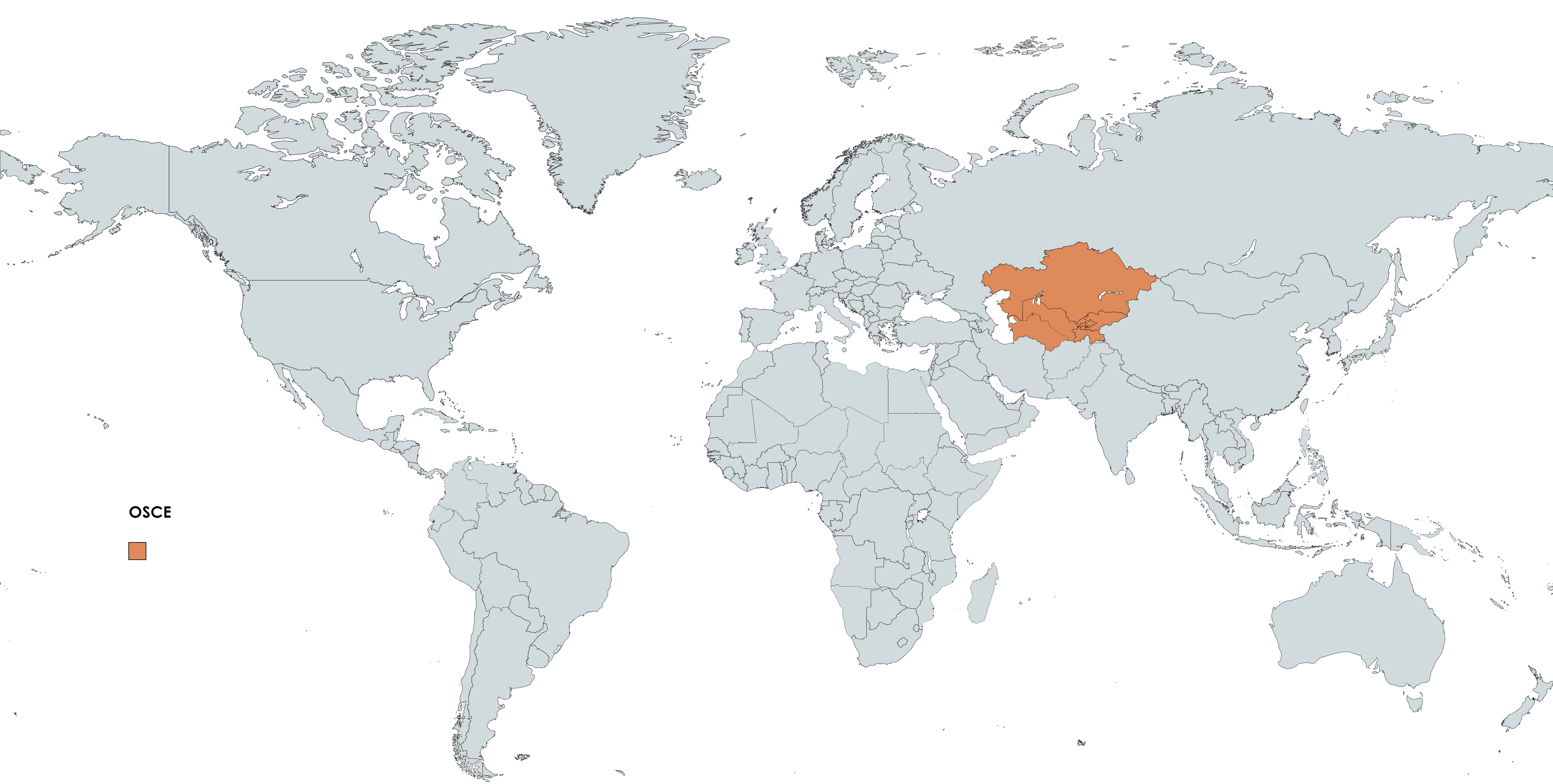OSCE Map Map of the world with OSCE participant countries highlighted in orange