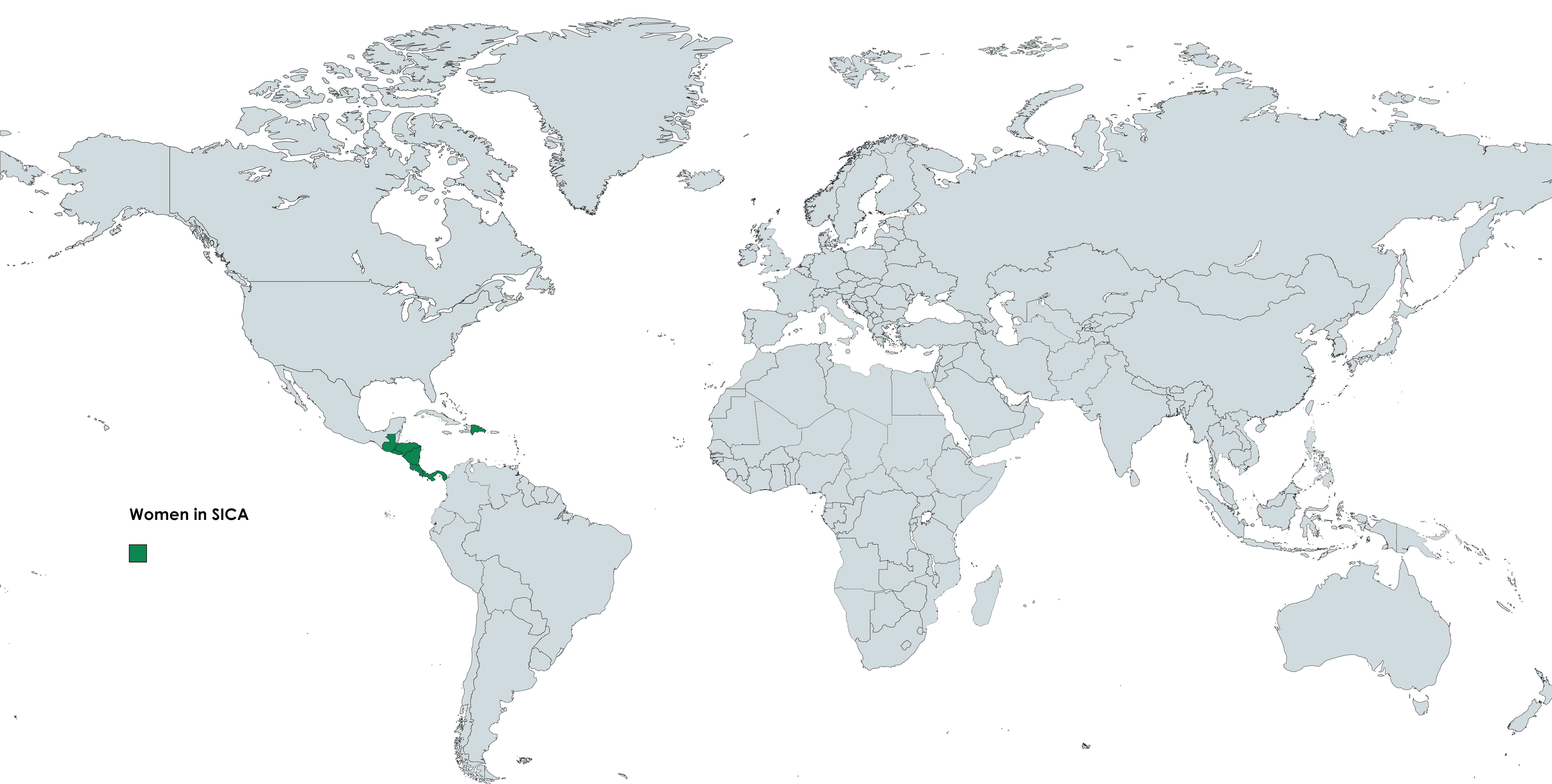 Women_in_SICA Mentees Map of the world with mentor countries highlighted