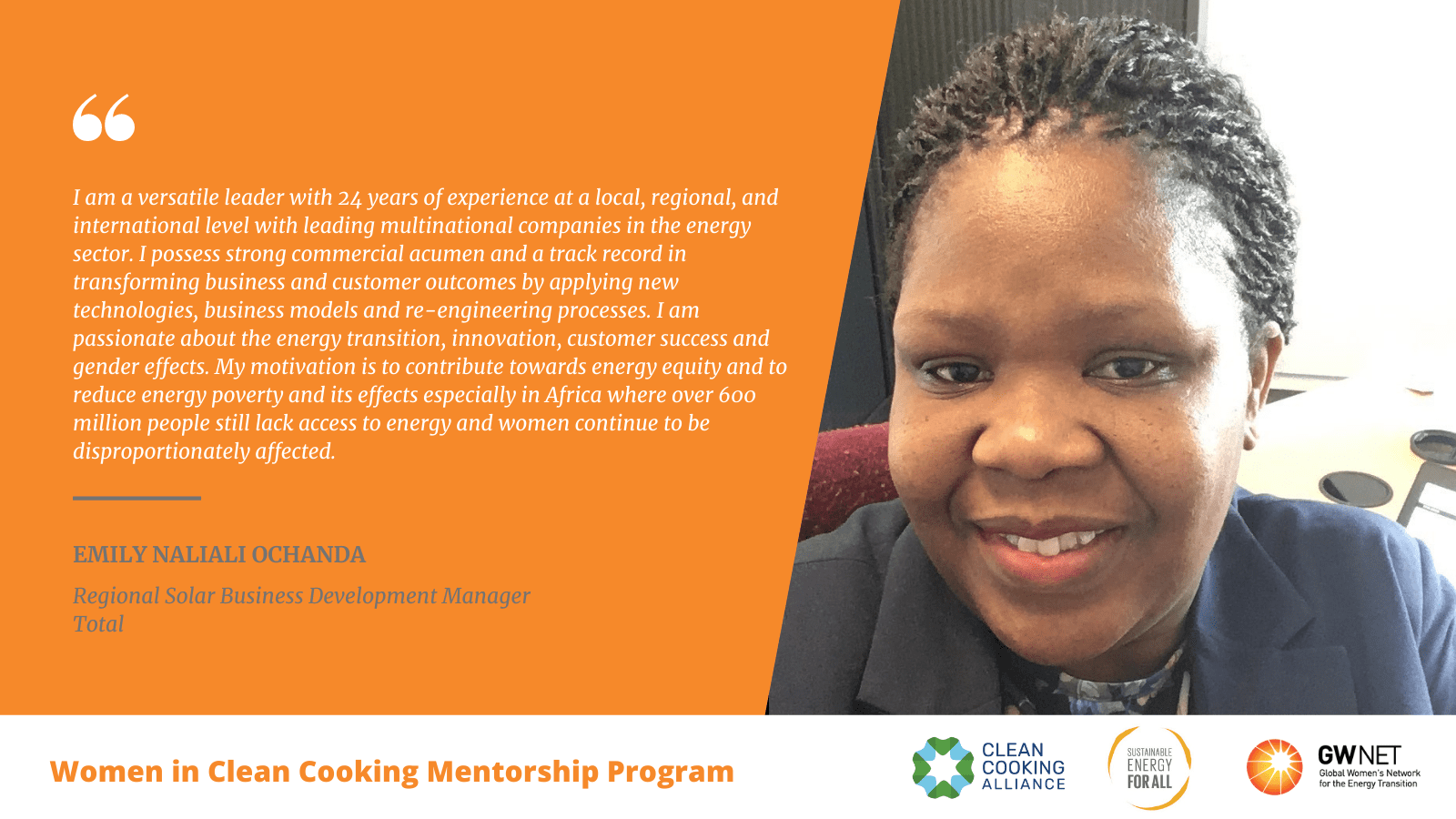 Emily Ochanda Women in Clean Cooking Mentorship Program