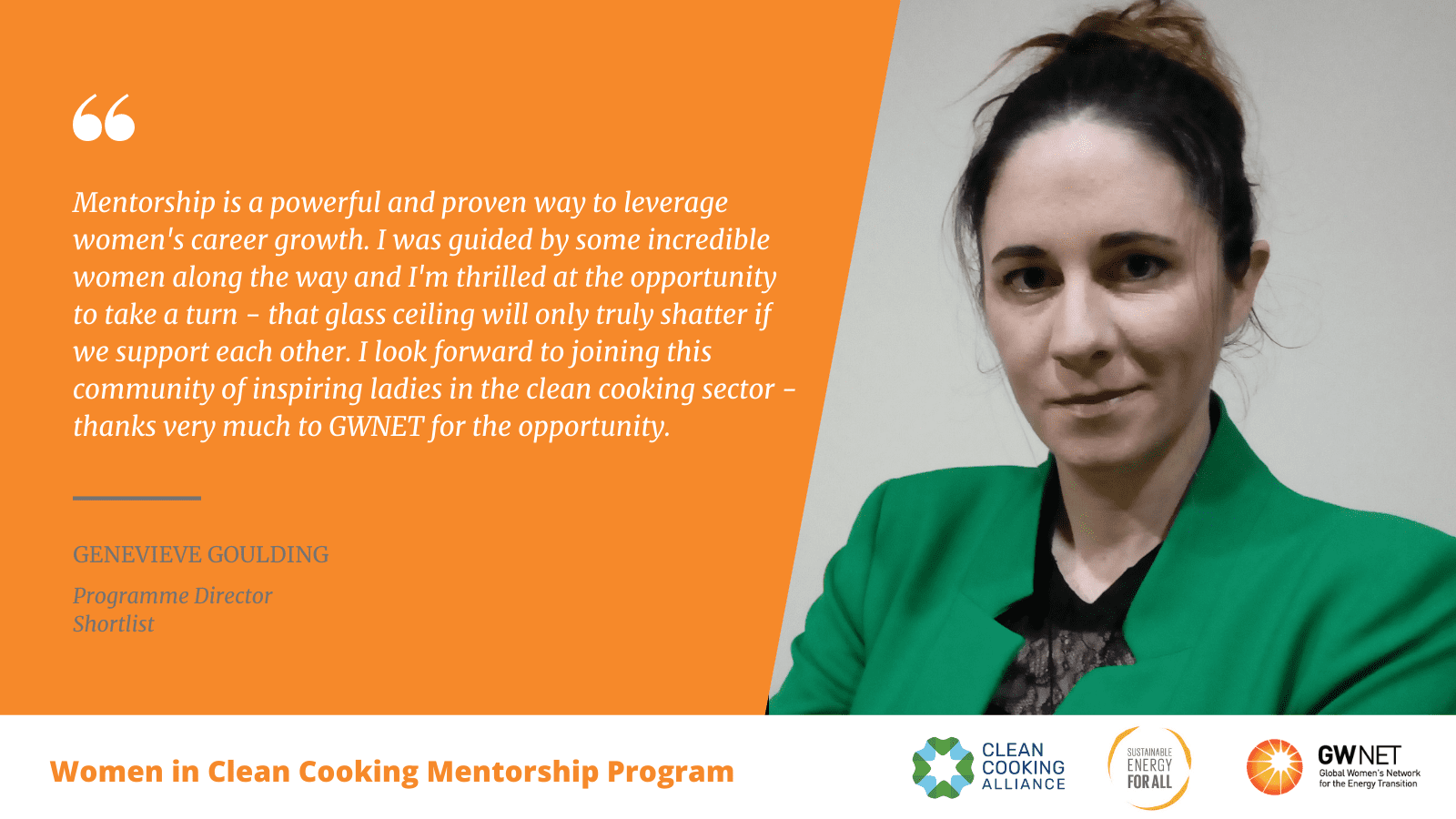 Genevieve Goulding Women in Clean Cooking Mentorship Program