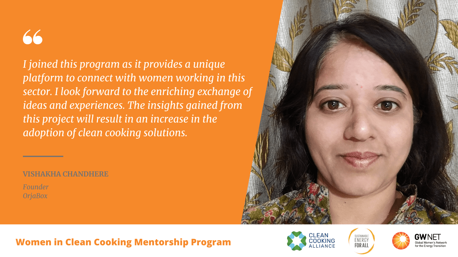 Vishakha Chandhere Women in Clean Cooking Mentorship Program