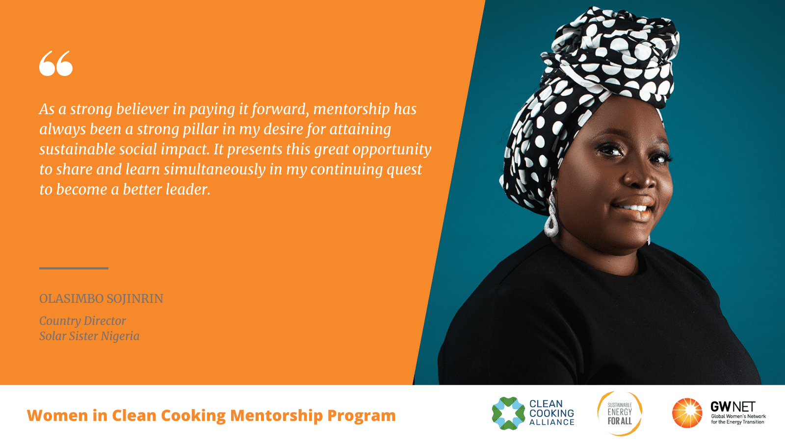 Women in Clean Cooking Mentorship Program Olasimbo Sojinrin