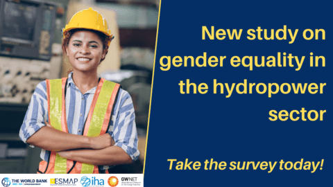 Postcard with woman hydropower expert