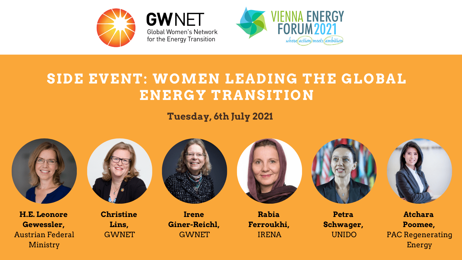 VEF GWNET Side Event - 2 Speaker pictures and titles for the side event poster