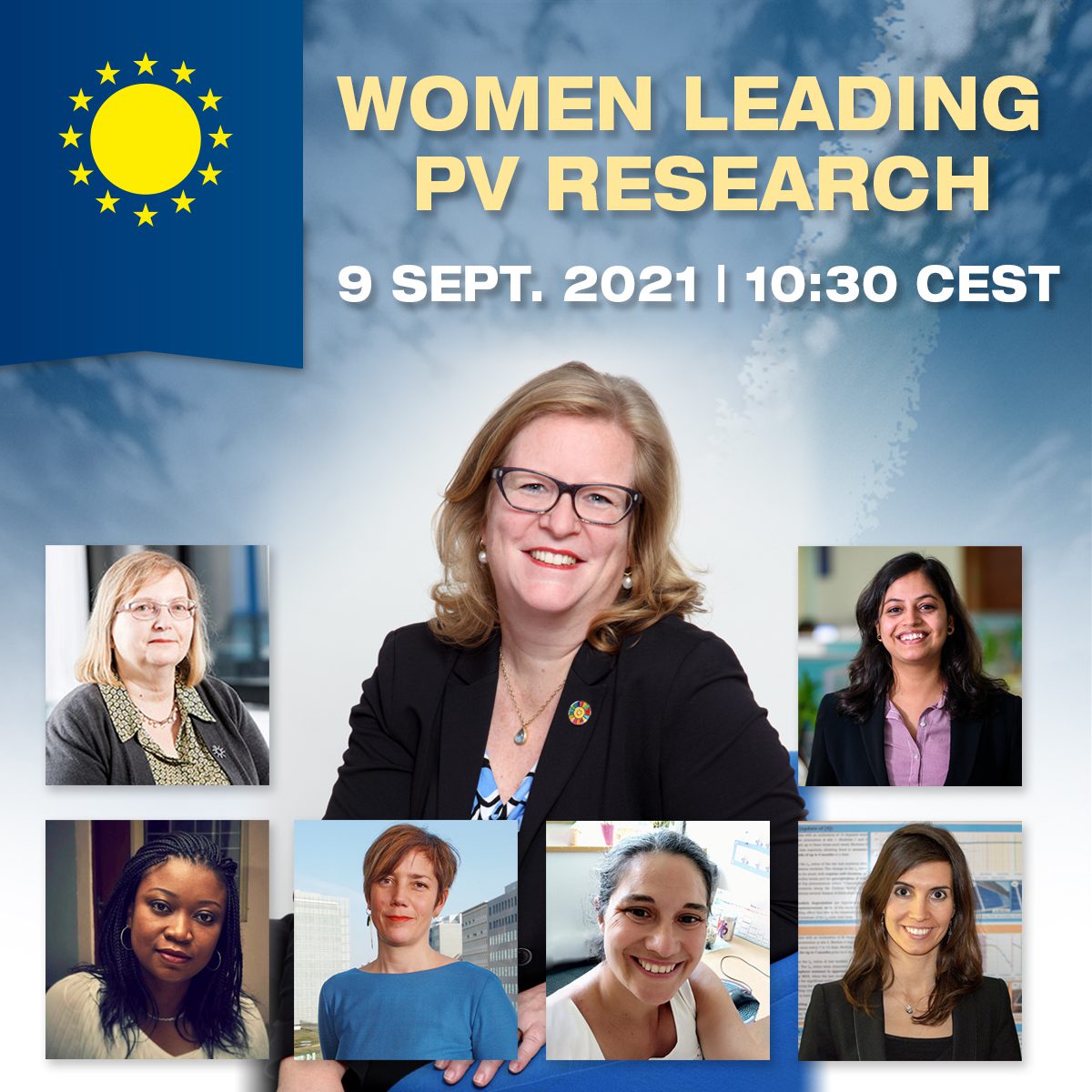 EUPVSEC 2021 - banner fb&li - 1200x1200px - womeninPV Event poster with speaker images and organiser logos
