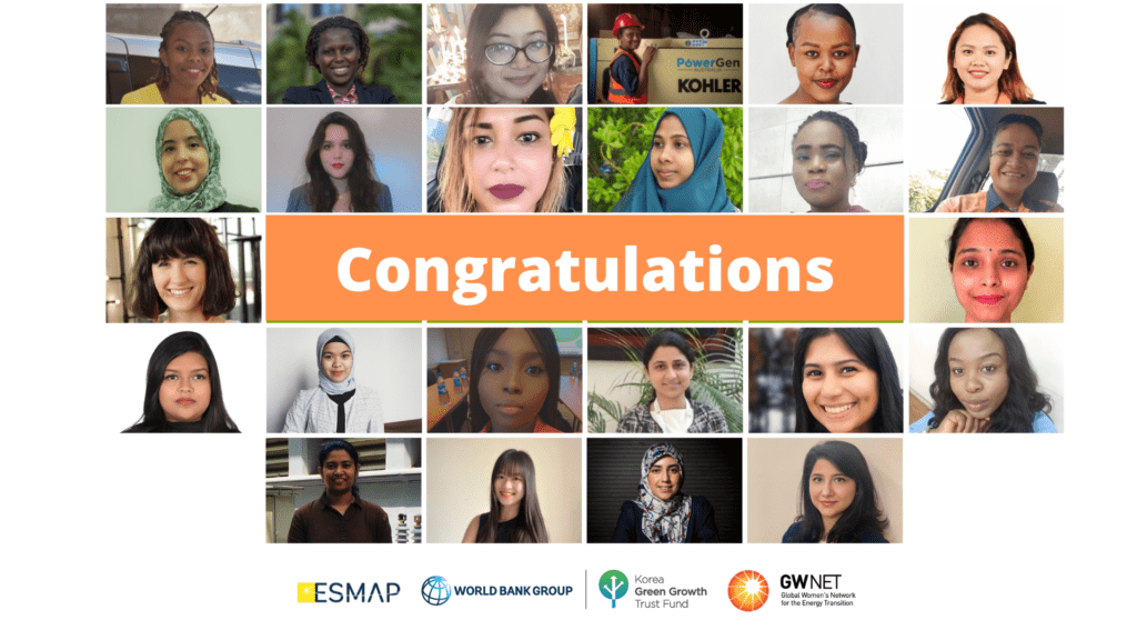 Headshot photos of mentees, with organiser logos and congratulations message