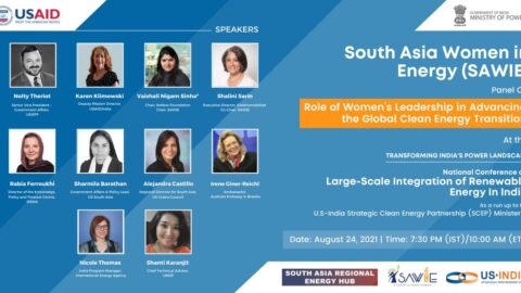 Poster with pictures, titles, and organisations of panel speakers
