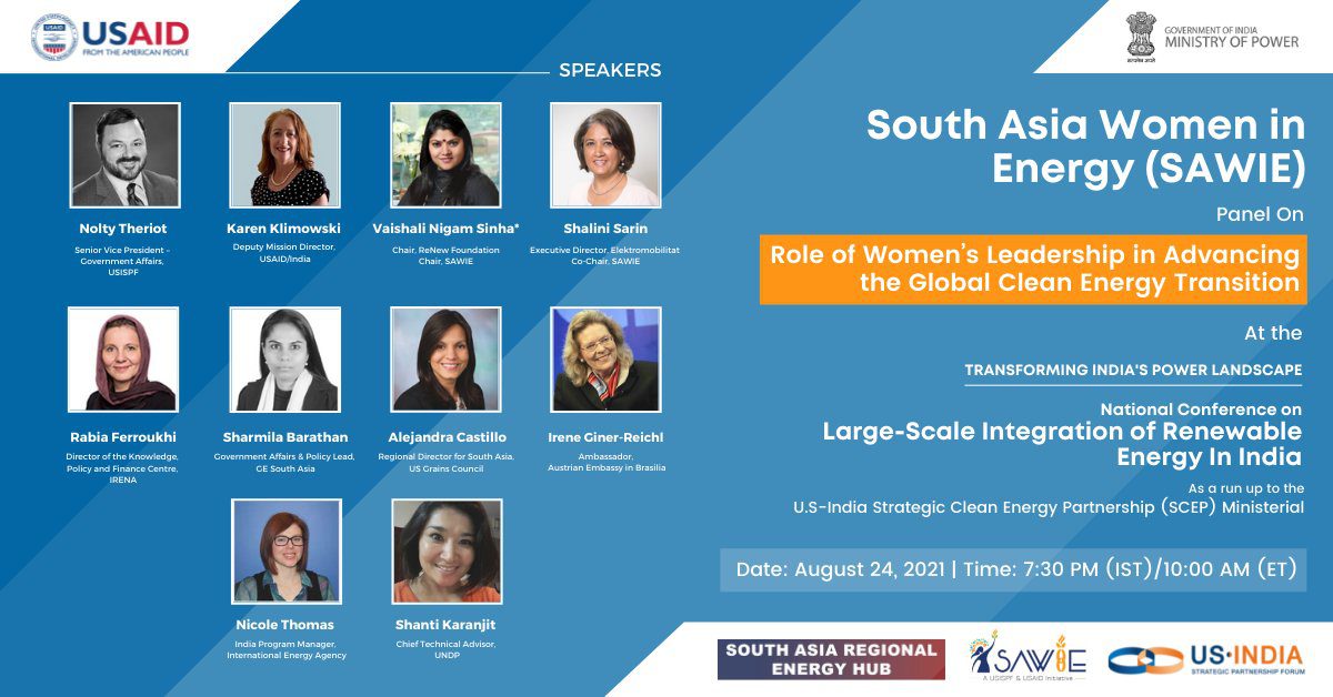 SAWIE event Poster with pictures, titles, and organisations of panel speakers