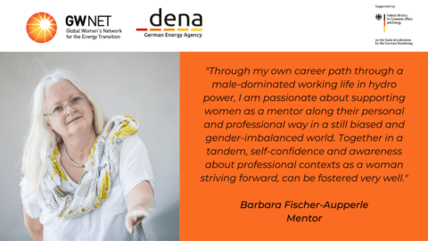Mentor photo and quote with organiser logos