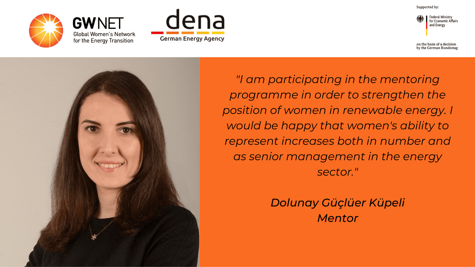 Mentor photo and quote with organiser logos