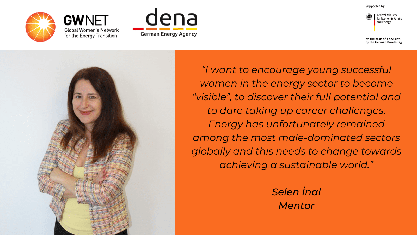 Mentor photo and quote with organiser logos