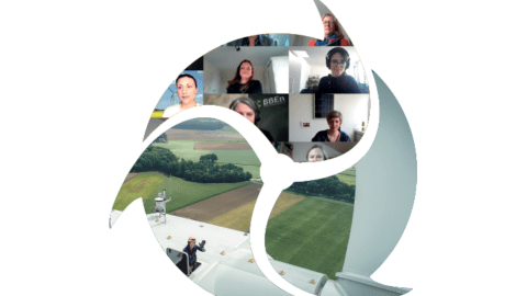 Report cover with photos in a wind turbine outline