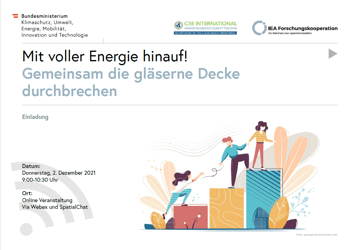 Mit voller Energie hinauf Graphic of women helping each other climb up coloured boxes