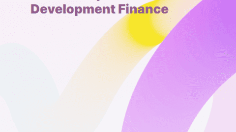 Report cover with report title, author logo, and yellow and purple swirl