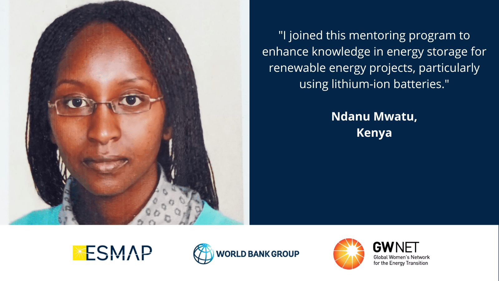 Mentee picture, quote and organiser logos