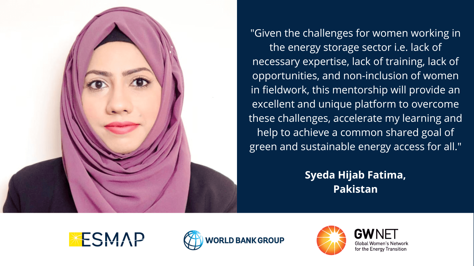 Mentee picture, quote and organiser logos