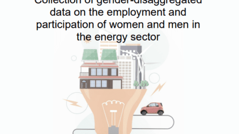 Report cover with title, and animated image of a bulb connecting to buildings and the transport sector
