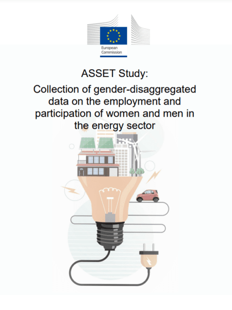 Report cover with title, and animated image of a bulb connecting to buildings and the transport sector
