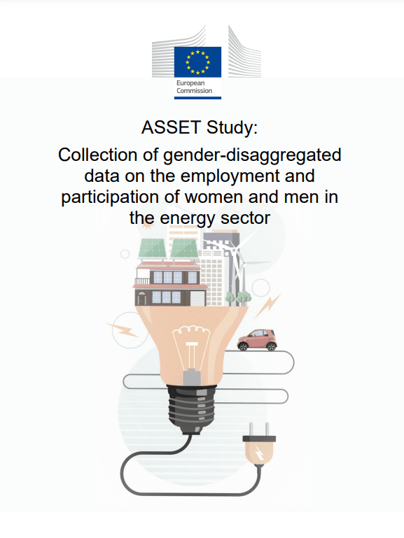 Report cover with title, and animated image of a bulb connecting to buildings and the transport sector