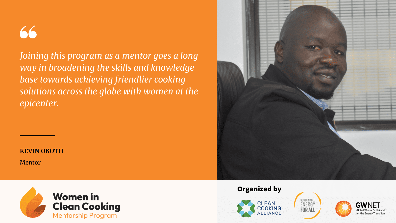 Mentor picture, quote and organiser logos