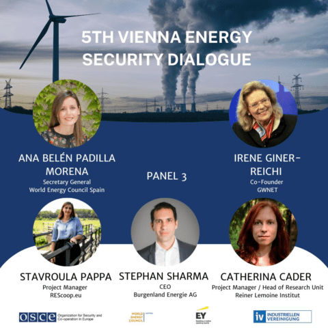 Event poster with organiser logos, and speaker photos and details
