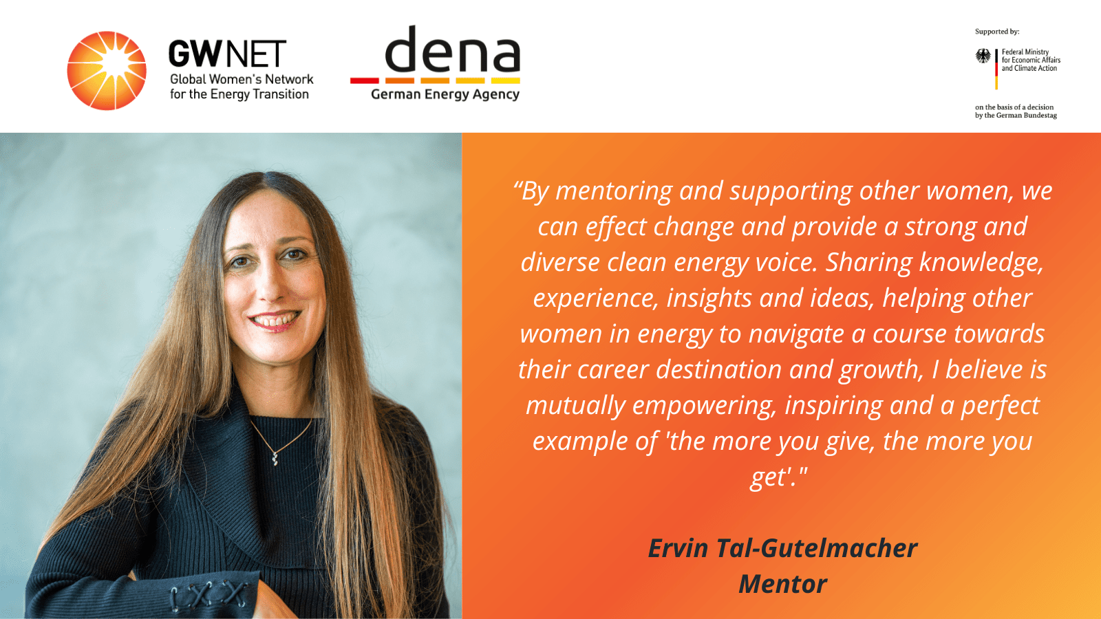 Mentor picture, quote and organiser logos
