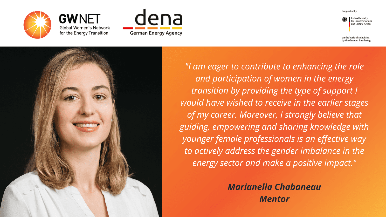 Mentor picture, quote and organiser logos
