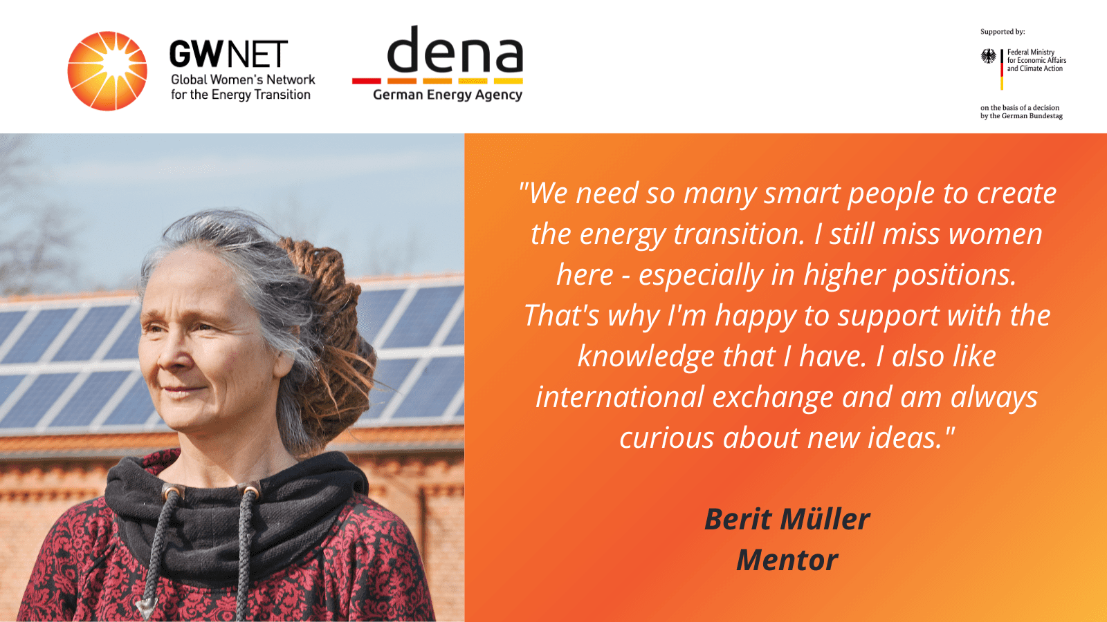 Mentor picture, quote and organiser logos