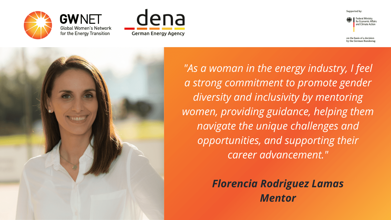 Mentor picture, quote and organiser logos