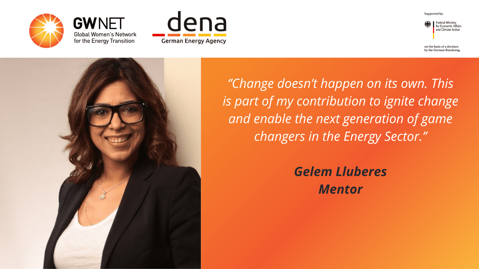 Mentor picture, quote and organiser logos