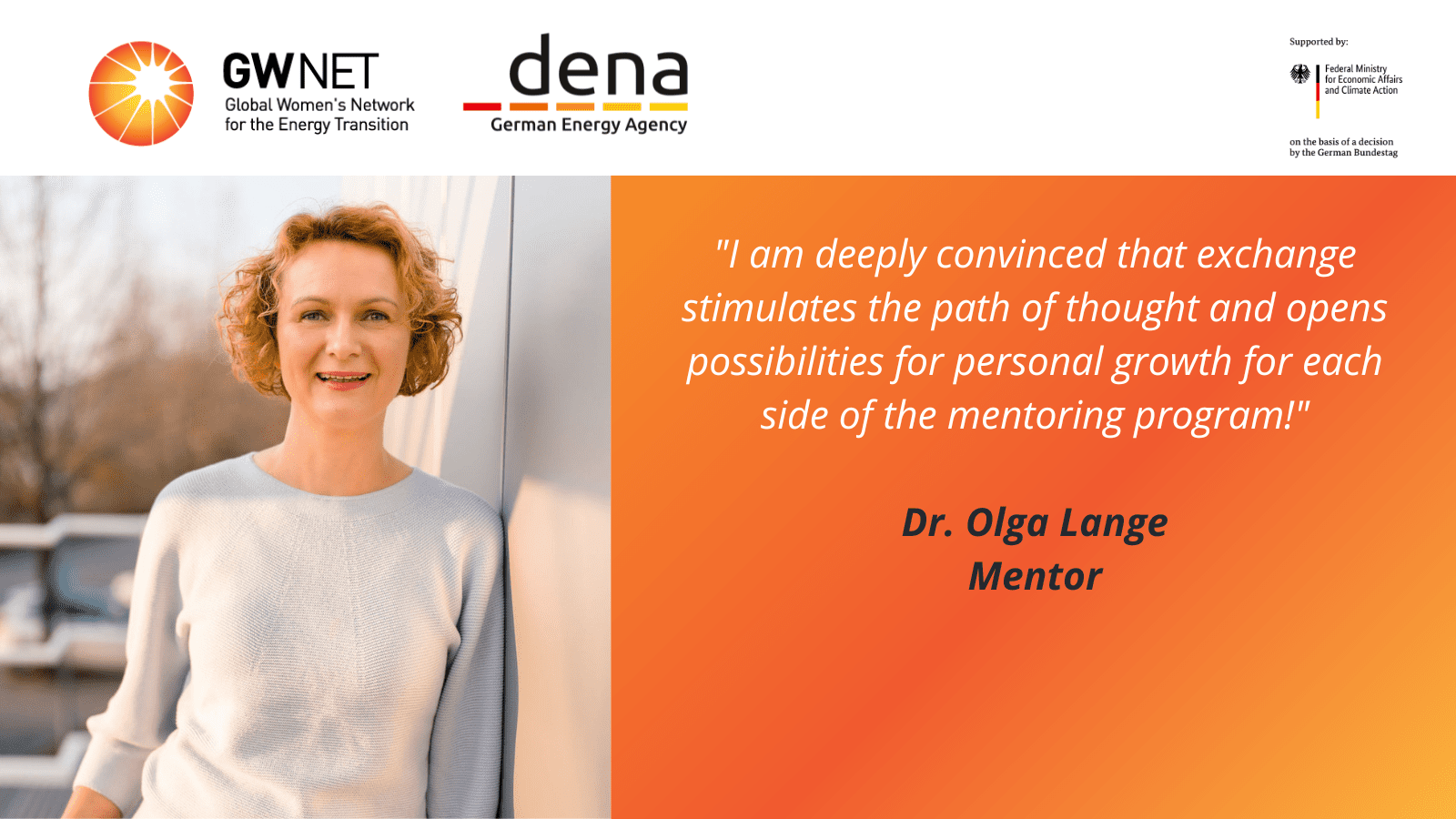 Mentor picture, quote and organiser logos