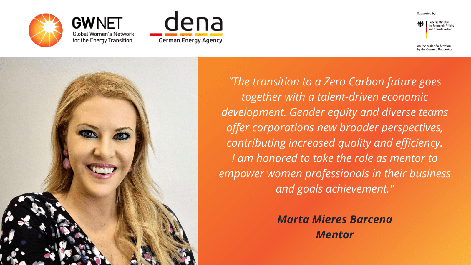 Mentor picture, quote and organiser logos