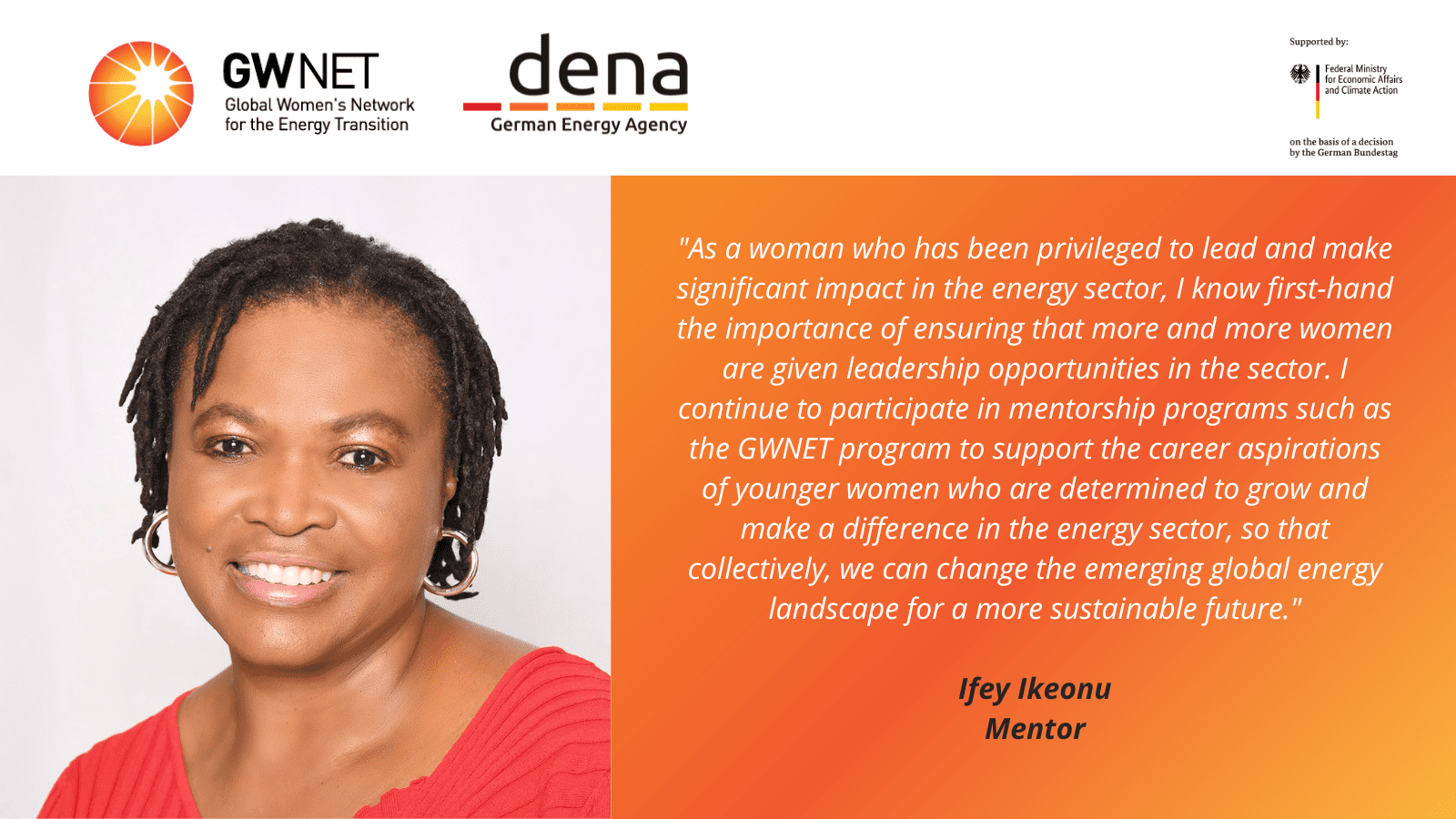 Mentor picture, quote and organiser logos
