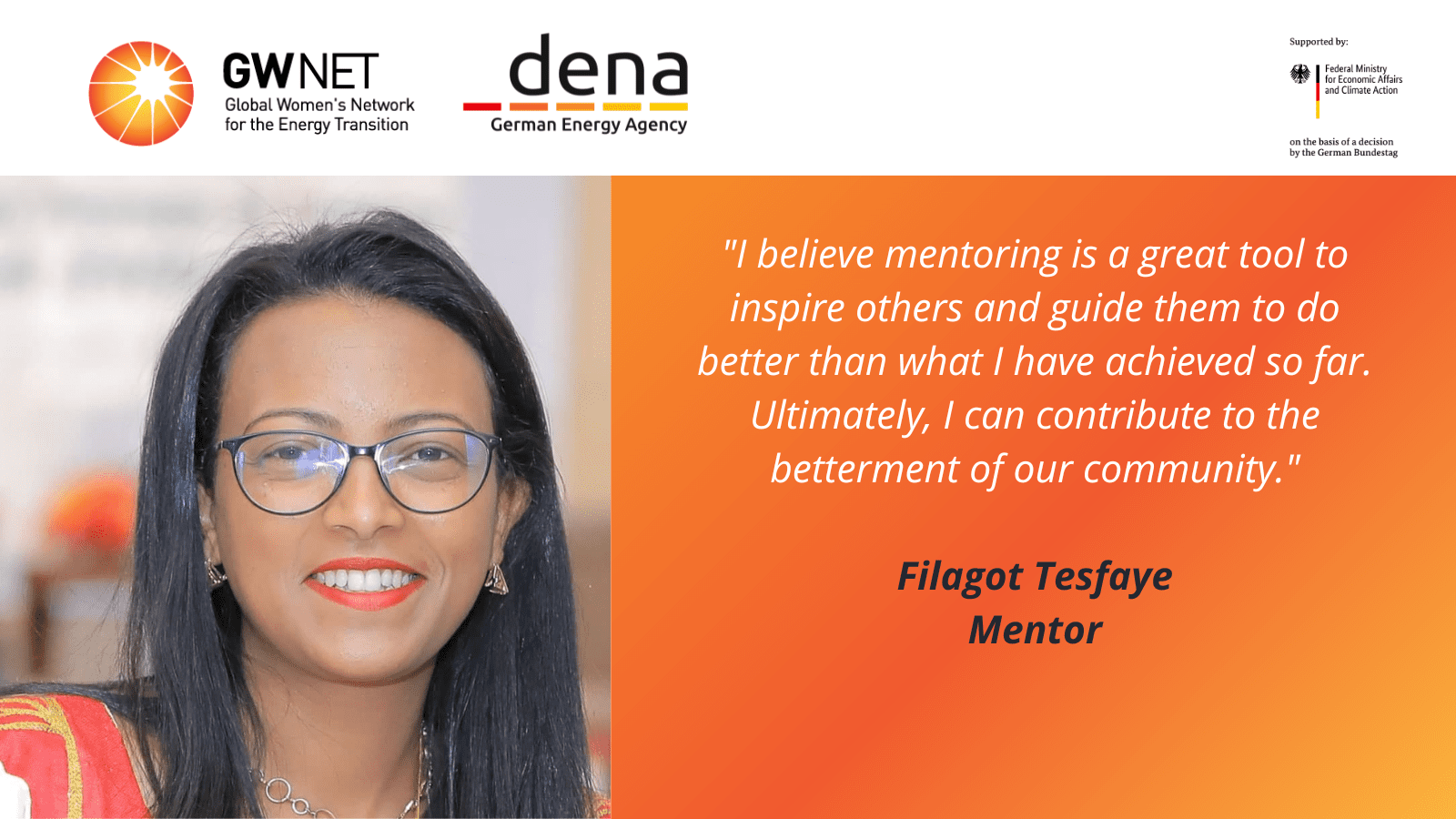 Mentor picture, quote and organiser logos