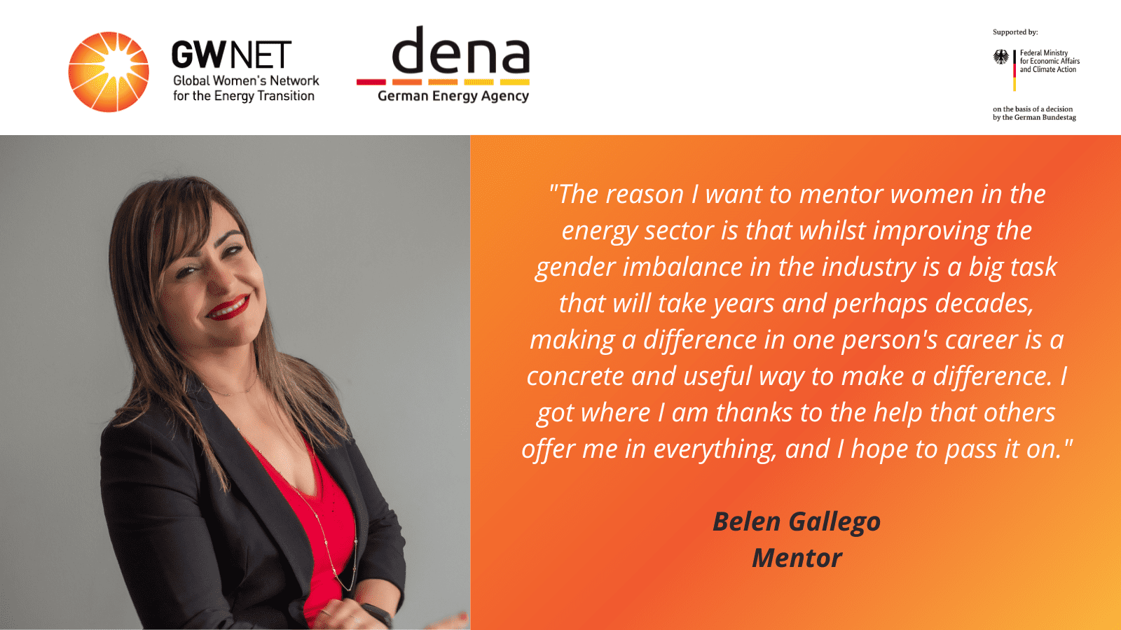 Mentor picture, quote and organiser logos