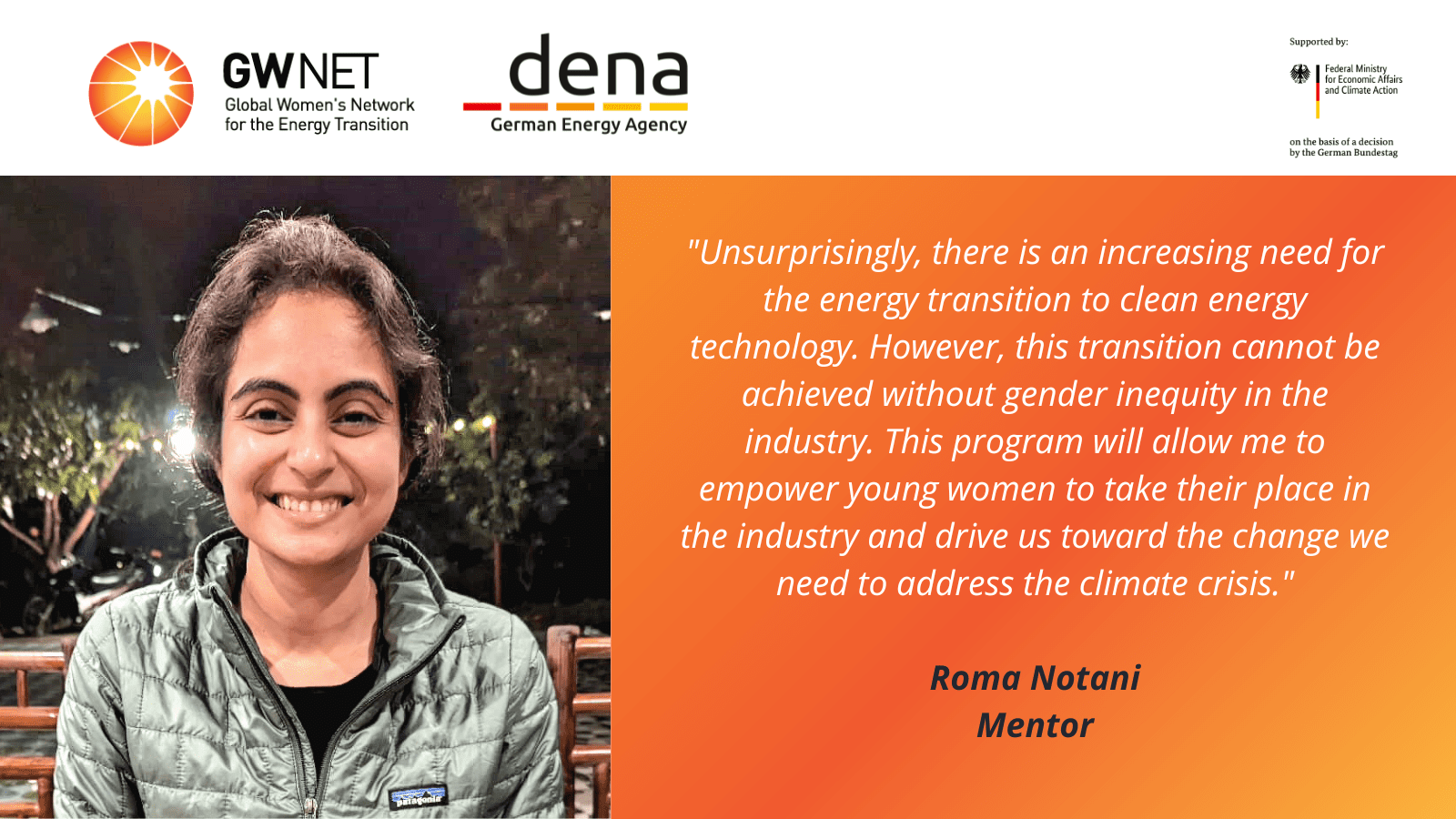 Mentor picture, quote and organiser logos