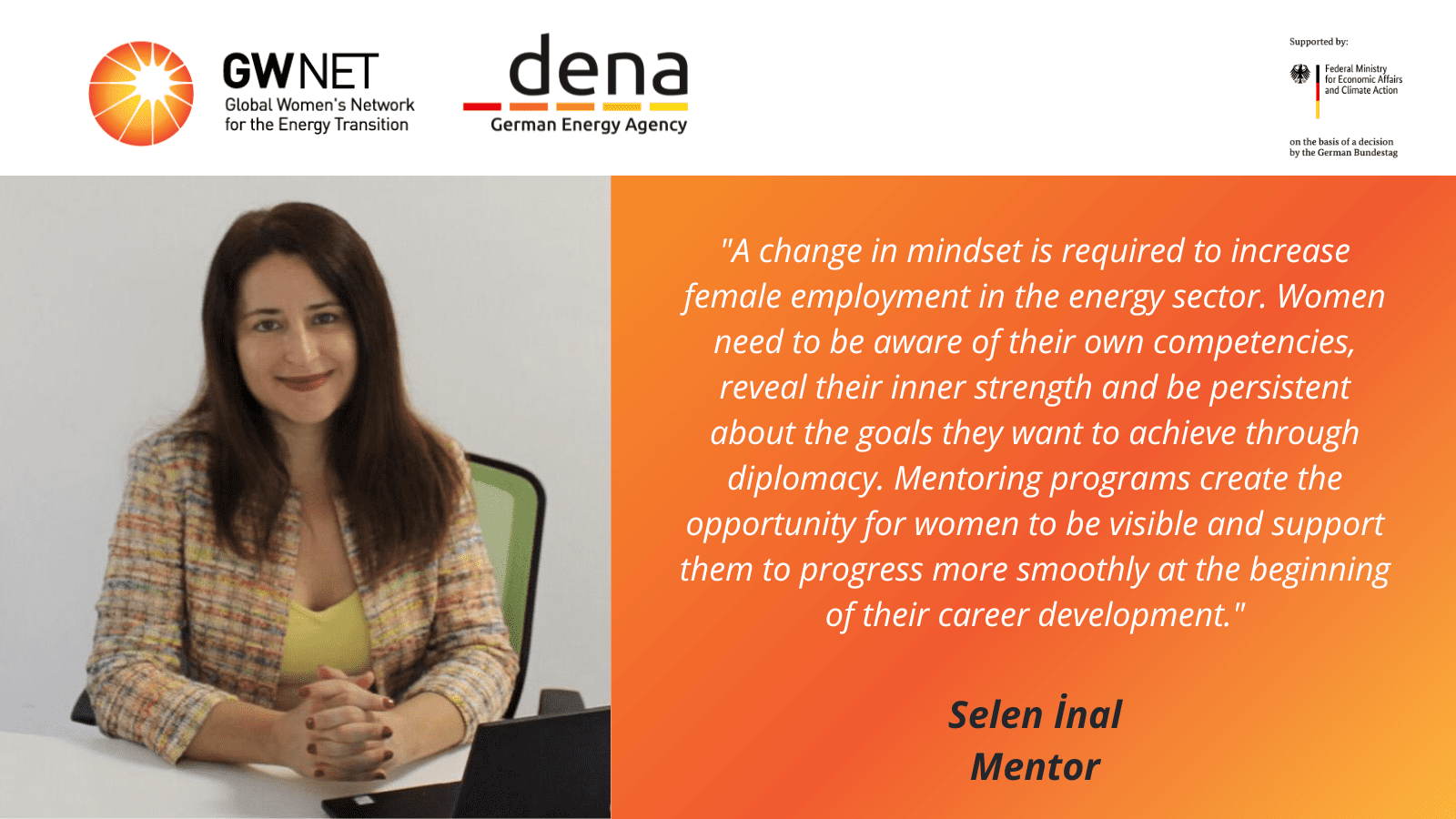 Mentor picture, quote and organiser logos
