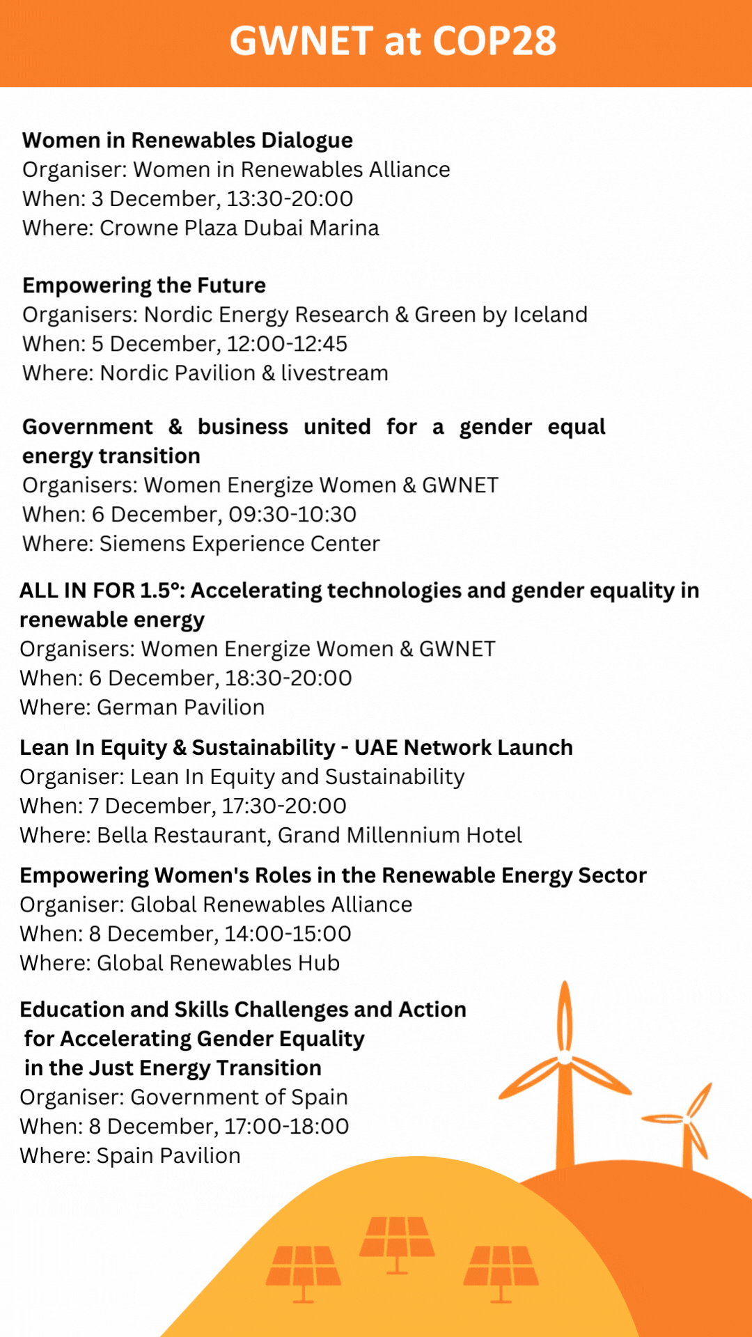 Gwnet at COP gif1 Event list - GWNET at COP28